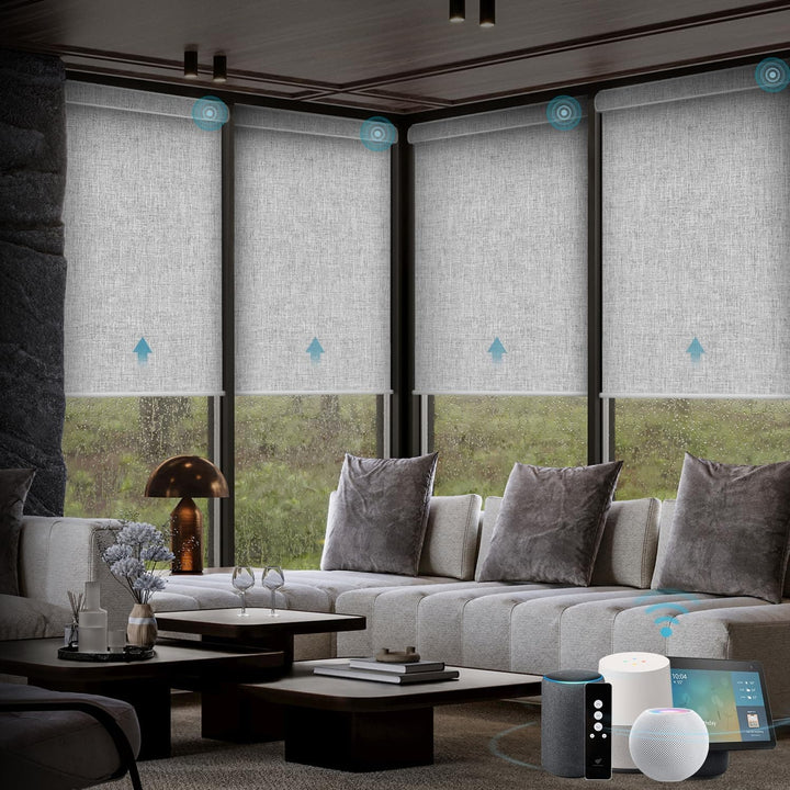 SmartWings Motorized Blinds with Remote for Windows, Automatic Smart Blinds Electric Roller Shades Blackout Work with Alexa Homekit Thread Google Z-Wave, Custom Up to 110" W x 128" H, Vigor White - SMART HOME SHOP