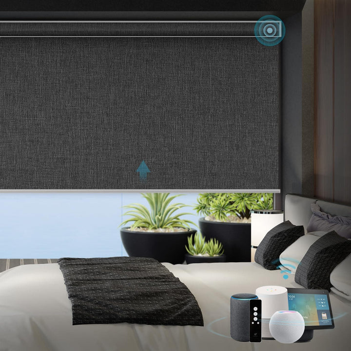 SmartWings Motorized Blinds with Remote for Windows, Automatic Smart Blinds Electric Roller Shades Blackout Work with Alexa Homekit Thread Google Z-Wave, Custom Up to 110" W x 128" H, Vigor White - SMART HOME SHOP