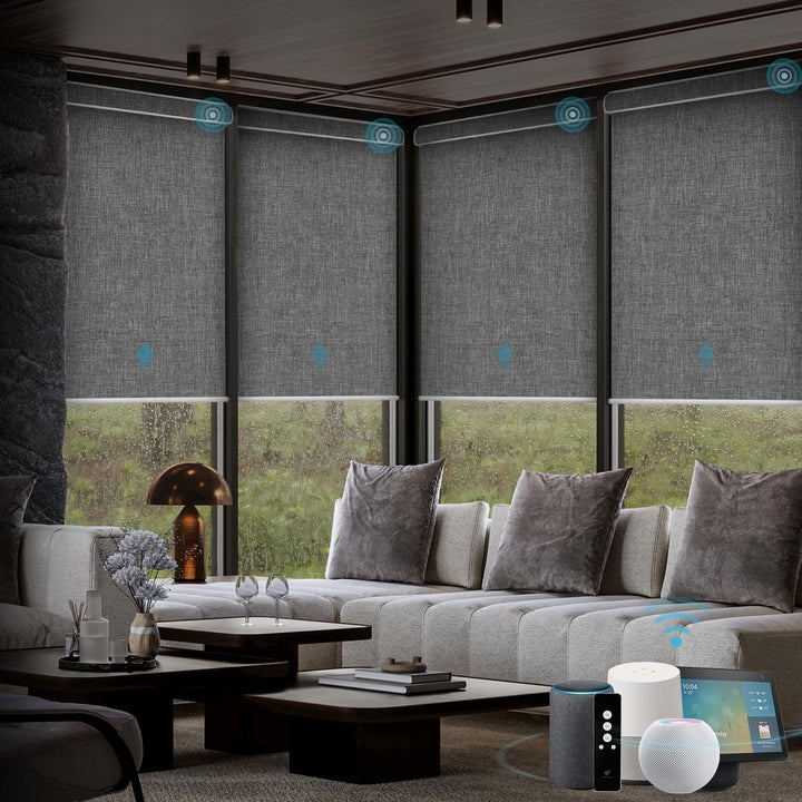 SmartWings Motorized Blinds with Remote for Windows, Automatic Smart Blinds Electric Roller Shades Blackout Work with Alexa Homekit Thread Google Z-Wave, Custom Up to 110" W x 128" H, Vigor White - SMART HOME SHOP