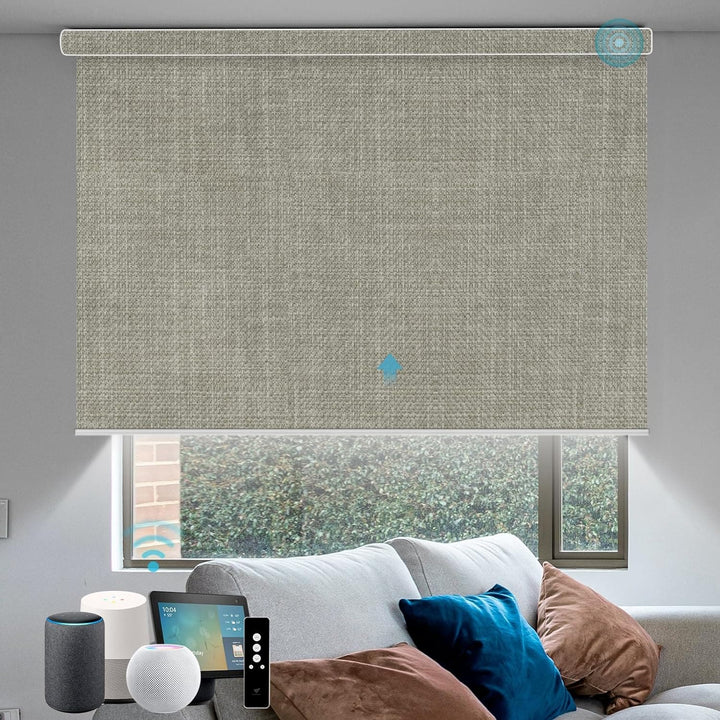 SmartWings Motorized Blinds with Remote for Windows, Automatic Smart Blinds Electric Roller Shades Blackout Work with Alexa Homekit Thread Google Z-Wave, Custom Up to 110" W x 128" H, Vigor White - SMART HOME SHOP