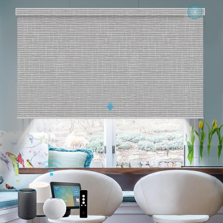 SmartWings Motorized Blinds with Remote for Windows, Automatic Smart Blinds Electric Roller Shades Blackout Work with Alexa Homekit Thread Google Z-Wave, Custom Up to 110" W x 128" H, Vigor White - SMART HOME SHOP