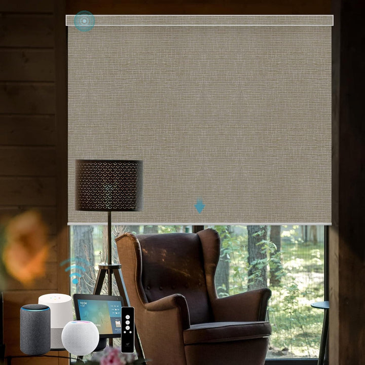 SmartWings Motorized Blinds with Remote for Windows, Automatic Smart Blinds Electric Roller Shades Blackout Work with Alexa Homekit Thread Google Z-Wave, Custom Up to 110" W x 128" H, Vigor White - SMART HOME SHOP