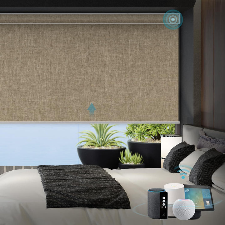 SmartWings Motorized Blinds with Remote for Windows, Automatic Smart Blinds Electric Roller Shades Blackout Work with Alexa Homekit Thread Google Z-Wave, Customized Width 16" to 110", Essential White - SMART HOME SHOP