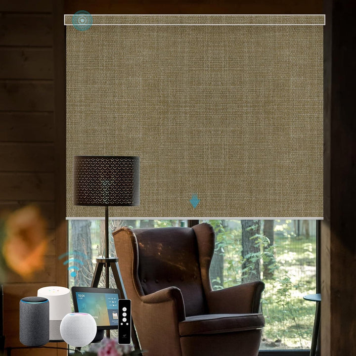 SmartWings Motorized Blinds with Remote for Windows, Automatic Smart Blinds Electric Roller Shades Blackout Work with Alexa Homekit Thread Google Z-Wave, Customized Width 16" to 110", Essential White - SMART HOME SHOP