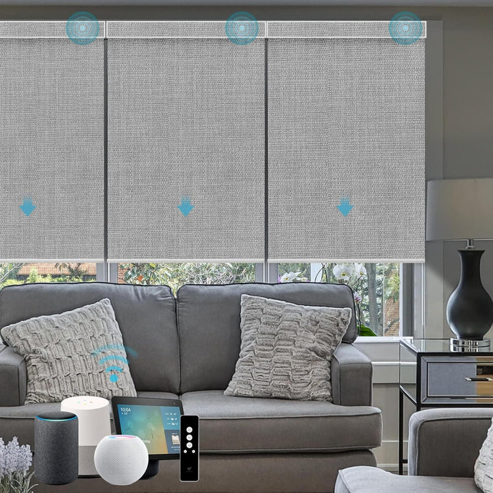 SmartWings Motorized Blinds with Remote for Windows, Automatic Smart Blinds Electric Roller Shades Blackout Work with Alexa Homekit Thread Google Z-Wave, Customized Width 16" to 110", Essential White - SMART HOME SHOP