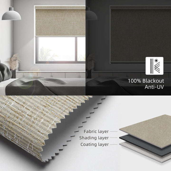 SmartWings Motorized Blinds Work with Alexa and Google, Automatic Z-Wave/Zigbee Smart Shades with Remote, 100% Blackout Roller Shade, Custom Up to 110" W x 120" H, Safari Biscuit - SMART HOME SHOP