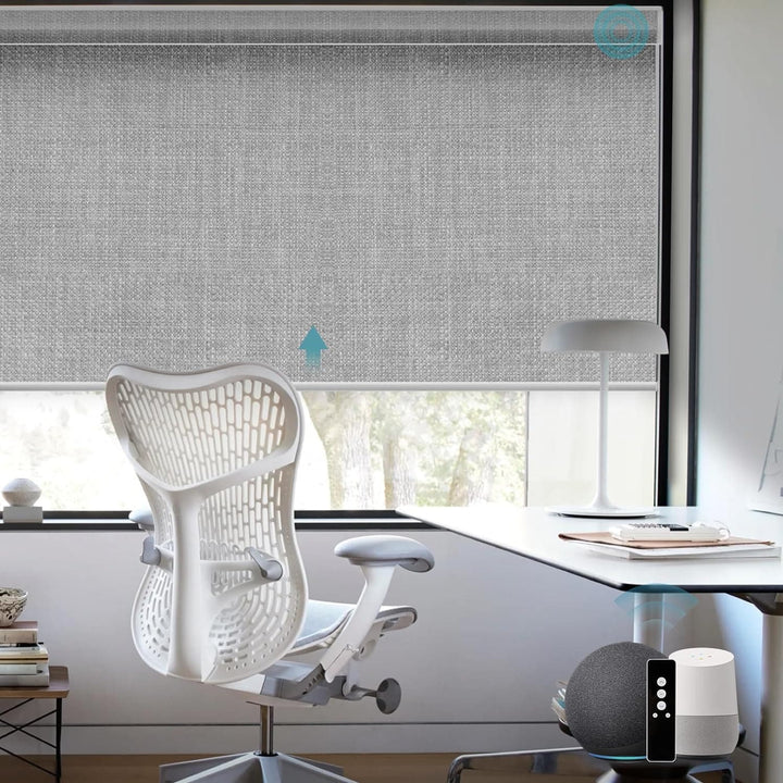SmartWings Motorized Blinds Work with Alexa and Google, Automatic Z-Wave/Zigbee Smart Shades with Remote, 100% Blackout Roller Shade, Customized Size in min.16 Width, Safari Cream - SMART HOME SHOP