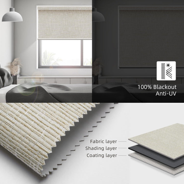 SmartWings Motorized Blinds Work with Alexa and Google, Automatic Z-Wave/Zigbee Smart Shades with Remote, 100% Blackout Roller Shade, Customized Size in min.16 Width, Safari Cream - SMART HOME SHOP