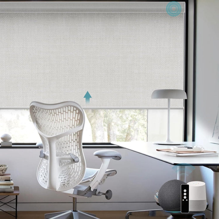 SmartWings Motorized Blinds Work with Alexa and Google, Automatic Z-Wave/Zigbee Smart Shades with Remote, 100% Blackout Roller Shade, Customized Size in min.16 Width, Safari Cream - SMART HOME SHOP