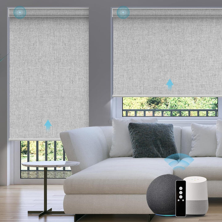 SmartWings Motorized Blinds Work with Alexa and Google, Automatic Z-Wave/Zigbee Smart Shades with Remote, 100% Blackout Roller Shade, Customized Size in min.16 Width, Safari Cream - SMART HOME SHOP