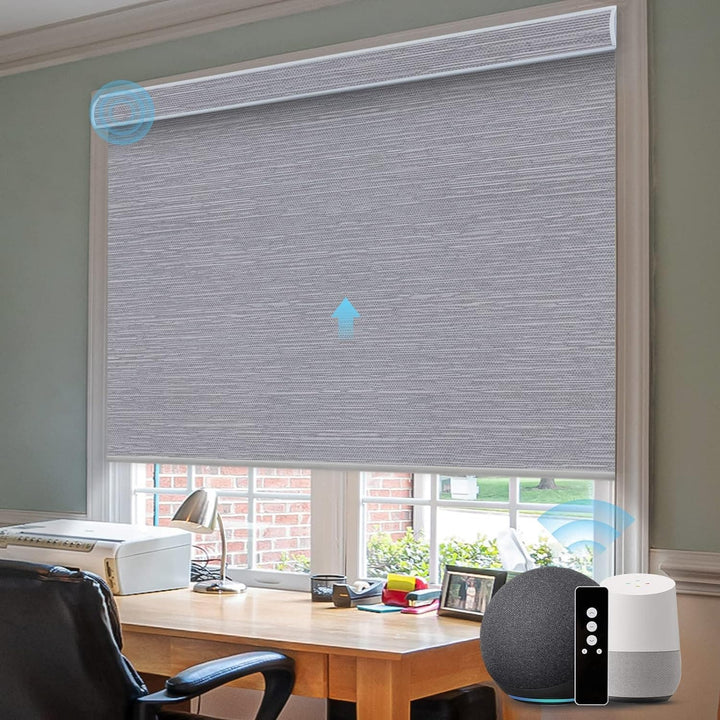 SmartWings Motorized Blinds Work with Alexa and Google, Automatic Z-Wave/Zigbee Smart Shades with Remote, 100% Blackout Roller Shade, Customized Size in min.16 Width, Safari Cream - SMART HOME SHOP