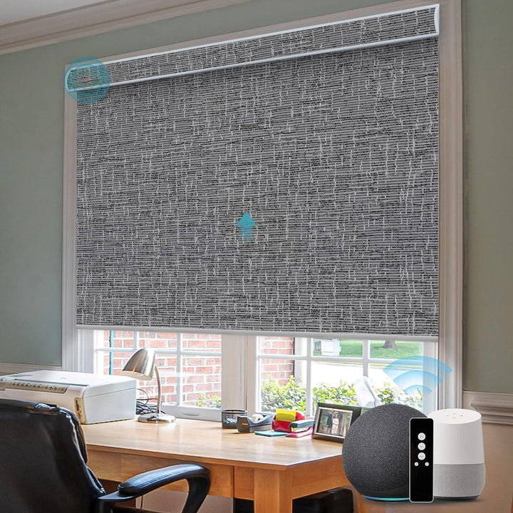 SmartWings Motorized Blinds Work with Alexa and Google, Automatic Z-Wave/Zigbee Smart Shades with Remote, 100% Blackout Roller Shade, Customized Size in min.16 Width, Safari Cream - SMART HOME SHOP