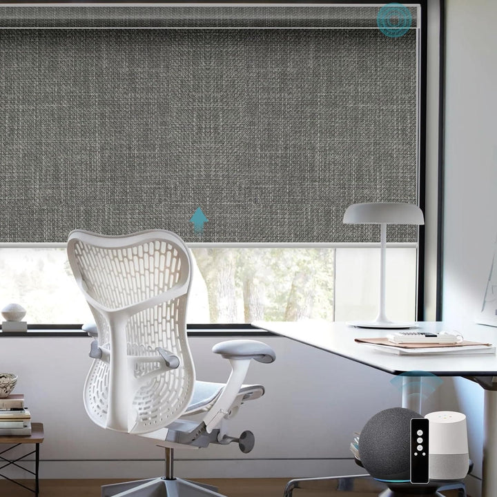 SmartWings Motorized Blinds Work with Alexa and Google, Automatic Z-Wave/Zigbee Smart Shades with Remote, 100% Blackout Roller Shade, Customized Size in min.16 Width, Safari Cream - SMART HOME SHOP