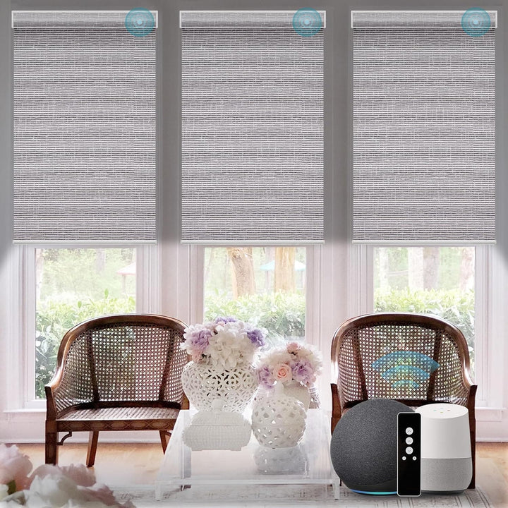 SmartWings Motorized Blinds Work with Alexa and Google, Automatic Z-Wave/Zigbee Smart Shades with Remote, 100% Blackout Roller Shade, Customized Size in min.16 Width, Safari Cream - SMART HOME SHOP