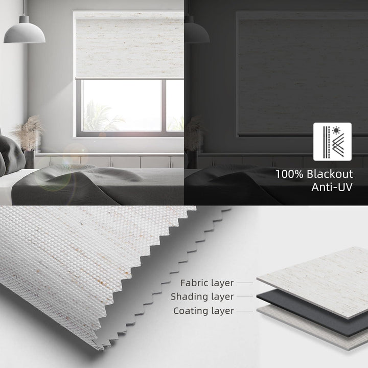 SmartWings Motorized Blinds Work with Alexa and Google, Automatic Z-Wave/Zigbee Smart Shades with Remote, 100% Blackout Roller Shade, Customized Width 16" to 110", Linen White - SMART HOME SHOP