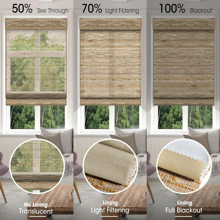 SmartWings Motorized Natural Woven Wood Blinds for Windows, Electric Auto Roman Shades with Remote for Sliding Doors, Compatitable with Alexa/Homekit/Google Home, Customized, Jute Linen-005 - SMART HOME SHOP