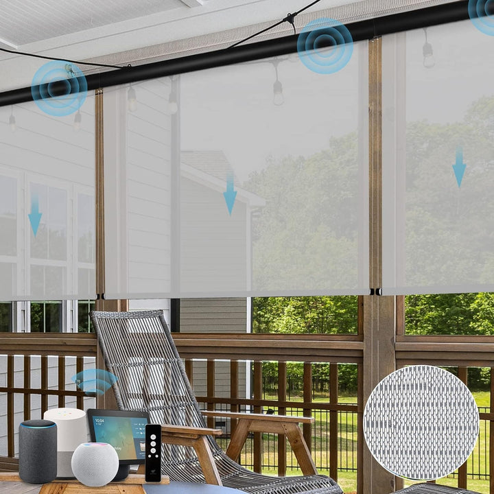 SmartWings Motorized Outdoor Patio Shades, Compatible with Zigbee/Alexa/Z-Wave/Homekit, Remote Control Roller Blinds with Smart Motor, Exterior Solar Shades Weatherproof & Sun Blocking, Black - SMART HOME SHOP