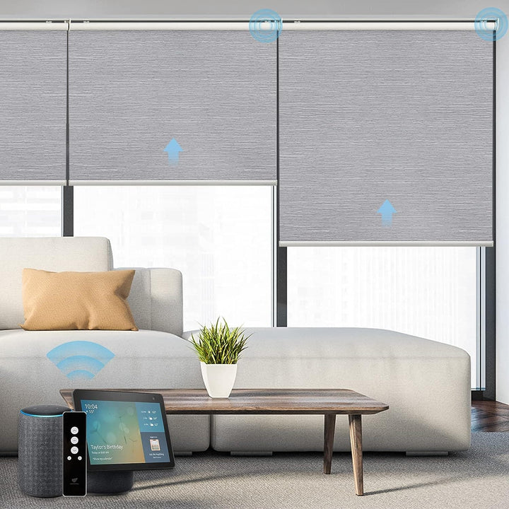 SmartWings Motorized Roller Shades, 100% Blackout Auto Smart Window Blinds with Zigbee Motor Alexa, Cordless Remote Control Rechargeable, White, W23 xH72 - SMART HOME SHOP
