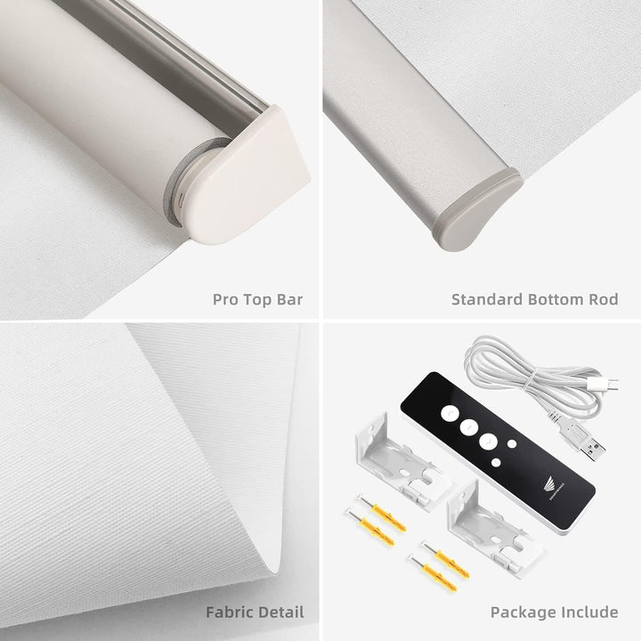 SmartWings Motorized Roller Shades, 100% Blackout Auto Smart Window Blinds with Zigbee Motor Alexa, Cordless Remote Control Rechargeable, White, W23 xH72 - SMART HOME SHOP