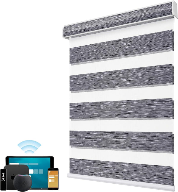 SmartWings Motorized Shades Work with HomeKit Thread-Enabled, Light Filtering Zebra Sheer Smart Shades with Remote Control, Automatic Day and Night Electric Blinds, Customized Size, Dreamscape - SMART HOME SHOP