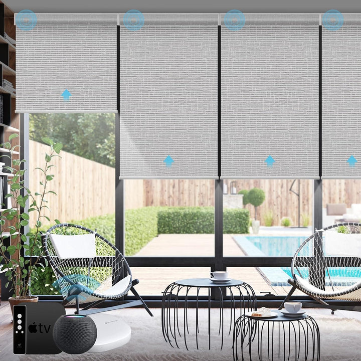 SmartWings Motorized Smart Blinds with Remote, Automatic Blackout Roller Shade Work with Alexa Homekit Thread Google Z-Wave, Electric Blind for Window, Custom Widths from 16" to 110", Vigor Pape Grey - SMART HOME SHOP