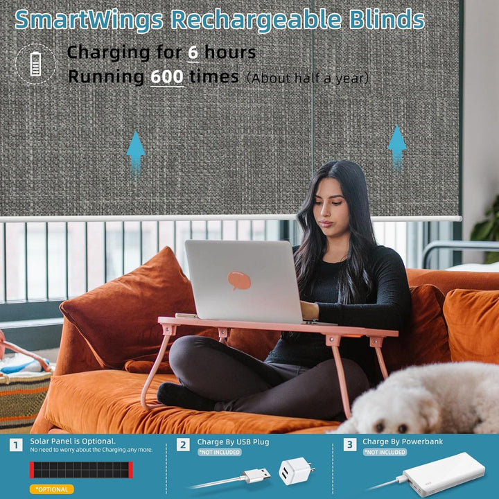 SmartWings Motorized Smart Blinds with Remote, Automatic Blackout Roller Shade Work with Alexa Homekit Thread Google Z-Wave, Electric Blind for Window, Custom Width from 16" to 110", Vigor Dove - SMART HOME SHOP