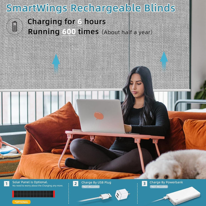 SmartWings Motorized Smart Blinds with Remote, Automatic Blackout Roller Shade Work with Alexa Homekit Thread Google Z-Wave, Electric Blind for Window, Custom Widths from 16" to 110", Vigor Pape Grey - SMART HOME SHOP