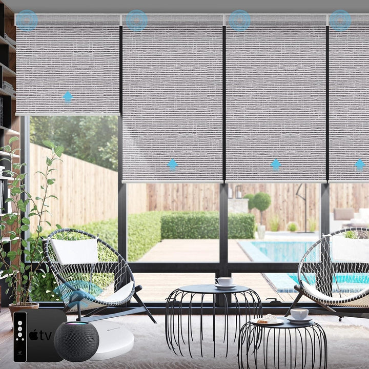 SmartWings Motorized Smart Blinds with Remote, Automatic Blackout Roller Shade Work with Alexa Homekit Thread Google Z-Wave, Electric Blind for Window, Custom Width from 16" to 110", Vigor Dove - SMART HOME SHOP
