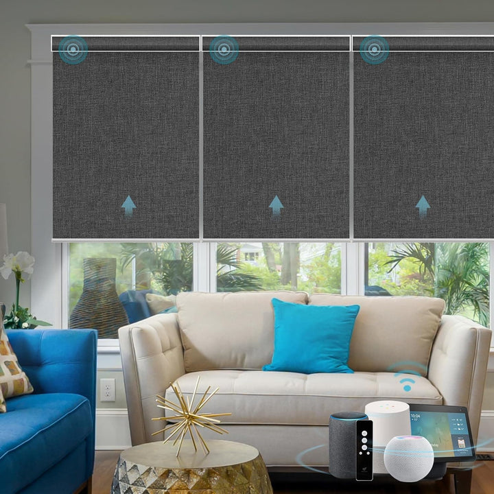 SmartWings Motorized Smart Blinds with Remote, Automatic Blackout Roller Shade Work with Alexa Homekit Thread Google Z-Wave, Electric Blind for Window, Custom Width from 16" to 110", Vigor Dove - SMART HOME SHOP