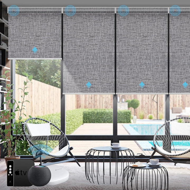 SmartWings Motorized Smart Blinds with Remote, Automatic Blackout Roller Shade Work with Alexa Homekit Thread Google Z-Wave, Electric Blind for Window, Custom Widths from 16" to 110", Vigor Pape Grey - SMART HOME SHOP
