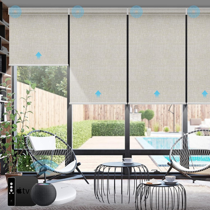 SmartWings Motorized Smart Blinds with Remote, Automatic Blackout Roller Shade Work with Alexa Homekit Thread Google Z-Wave, Electric Blind for Window, Custom Width from 16" to 110", Vigor Dove - SMART HOME SHOP