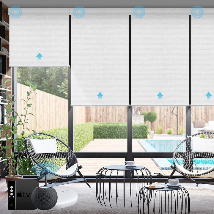 SmartWings Motorized Smart Blinds with Remote, Automatic Blackout Roller Shade Work with Alexa Homekit Thread Google Z-Wave, Electric Blind for Window, Custom Widths from 16" to 110", Vigor Pape Grey - SMART HOME SHOP