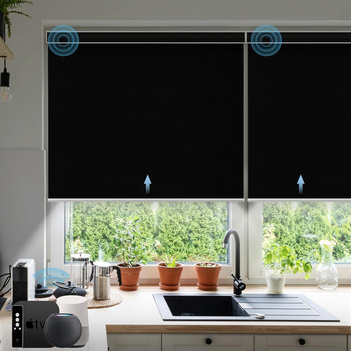 SmartWings Motorized Smart Blinds with Remote, Automatic Blackout Roller Shade Work with Alexa Homekit Thread Google Z-Wave, Electric Blind for Window, Custom Width from 16" to 110", Vigor Dove - SMART HOME SHOP